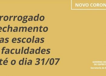 Decreto prorroga suspensão das aulas presenciais em escolas, universidades e faculdades