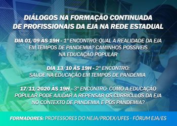 Sedu realiza série de lives sobre formação continuada de profissionais da EJA