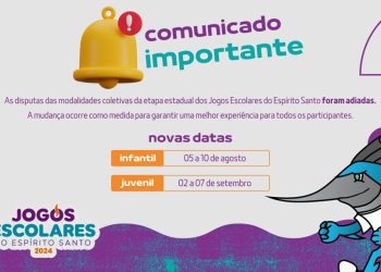 Disputas das modalidades coletivas da etapa final estadual dos Jogos Escolares do Espírito Santo são adiadas